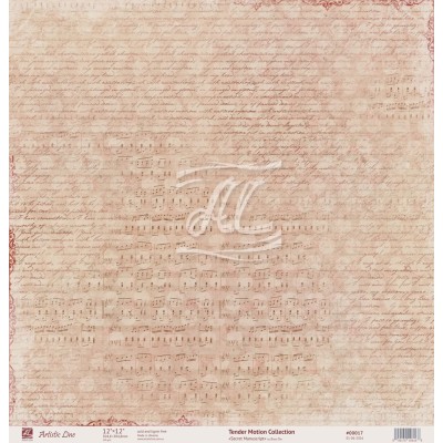 Лист односторонней бумаги для скрапбукинга Secret Manuscript из коллекции Tender Motion Collection, 30*30 см.