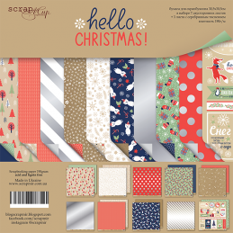 Набор двусторонней бумаги 30х30см от Scrapmir Hello Christmas 10шт Набор двусторонней бумаги 30х30см от Scrapmir Hello Christmas 10шт